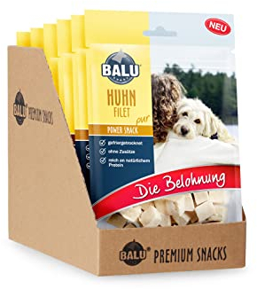 BALU Hundesnacks, gefriergetrocknete Hunde Leckerlis, getreidefrei und ohne Zucker, 100% natürlich, 100% Fleisch, Huhn, 3 x 50 g Beutel (3)