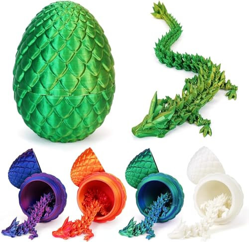 Merrwon 3D-Gedruckter Drache (28,5 cm) mit Drachenei - Kreative Spielzeug und Deko, Lasergrün