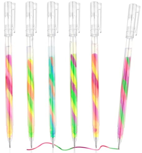 Amaxiu 6 Pack Regenbogen Glitter Gel Stifte, Mischen von 3 Farben Stifte Neon Gel Pen Doodle Dazzle Marker farbigen Stift für Kinder Erwachsene Malbuch Zeichnung Doodling Crafts Scrapbook (Neon)