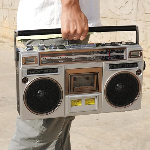 Kassetten-Boombox, Tragbarer Retro-Kassettenspieler Und -Recorder, Retro-Bluetooth-Boombox, Mit AM/FM-Radio Und Bass Boost, Integriertem Lautsprecher, 3,5-mm-Kopfhöreranschluss, Unterstützt SD/USB