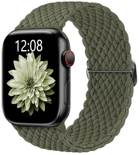 AMSKY Cinturini in Intrecciato Compatibile con Cinturino Apple Watch 40mm 44 mm 42mm 46mm 45mm 41mm 38mm 49mm Donna Uomo, Tessile Compatibile con Apple Watch Series 11 10 9 8 7 6 5 4, SE 3 2 1
