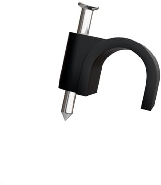 rhinocables Round Cable Clips 100 Pack Cable (Black, 5mm) | Round Cable Clips 100 Pack Cable Management Clamps Wall Tidy Clips 4mm, 8mm Wire for Ethernet