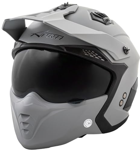 A-PRO SRL Motorrad Jet Helm Cafe Racer ECE 22-06 Sonnenblende Scooter Matt Grau S, 8057639302496