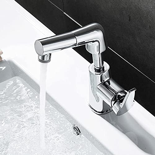 Waschtisch-Mischbatterien mit ausziehbarer Brause Messing Can Rise Shampoo Teleskop-Rotation Waschbecken Wasserhähne-Schwarz (Color : Noir)