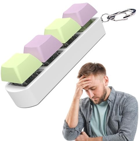 Keyboard Keychain, Unzip Keyboard, Keyboard Clicker, Keyboard Fidget Toy, 4 Button Fidget Gadget Funny Click Button (E)
