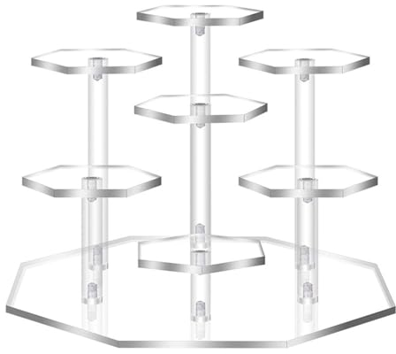 GAOINTELL Tragbares sechseckiges Acryl-Regal, Aufbewahrungsregal für Sammelfiguren und Zubehör, Messeständer