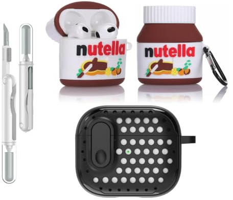 LEWOTE Custodia protettiva 3 in 1 compatibile con Apple AirPods 3 in 1 con kit di pulizia e portachiavi (salsa di cioccolato)