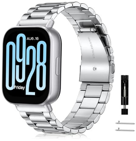 HaruYo 22 mm Metall Armband für Xiaomi Redmi Watch 5 Active/Lite/S4 Sport, Huawei Watch GT5 Pro/5/4/3 46mm - Ersatzarmband in Silber