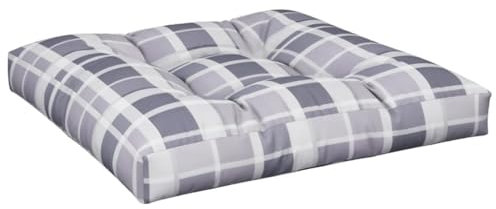 vidaXL Palettenkissen, Palettenpolster für Europaletten, Palettensofa Kissen Indoor Outdoor, Palettenauflage Sitzkissen, Grau Karomuster Stoff