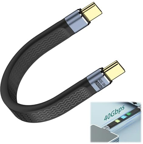 Raykce USB C to USB C 5.1 inch Fast Charging Short Cable, PD240W Fast Charge 40Gbps Data Transfer 8K@60Hz Audio/Video Compatible with Thunderbolt 4 Cables iphone 15Pro Max Google Pixel MacBook (Blue)