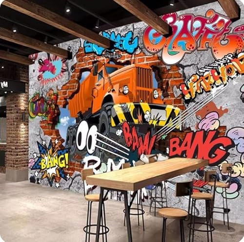 XDOUBAO Papier peint 3D brique mur graffiti mural pour restaurant chambre décoration murale papier peint 3D, 3D, 430x300cm