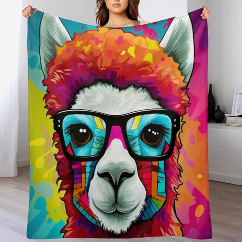 AAPZY Alpakas-Überwurfdecke Für Bett, Sofa, Couch, Flannel-Druck Decke, 3D- -Muster, Fleece-Decke, Raumdekoration, Plüschdecke, （150×200cm）