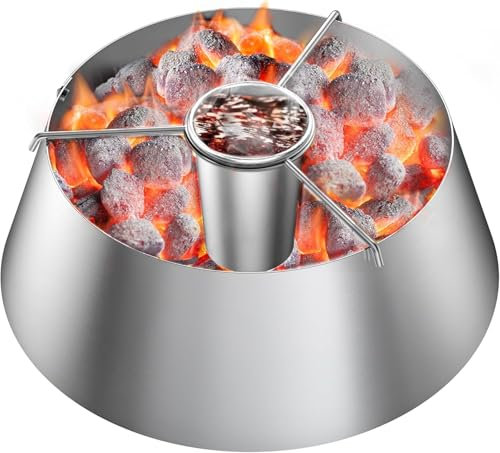 Onlyfire Cesta para Carbón de Acero Inoxidable con Depósito de Agua para Parrillas de Carbón Weber de 47/57/67 cm y Ahumador Barbacoa de Carbón, Soporte para Briquetas de Carbón para Big Green Egg