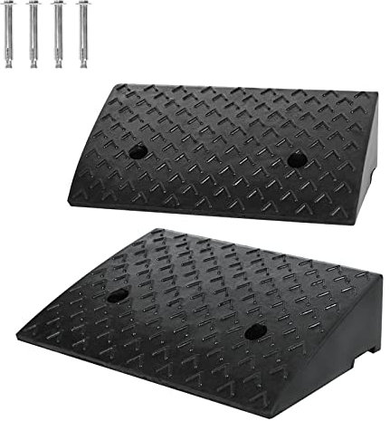 SUBTLETY Juego de 2 rampas de goma para bordillos, 10 cm de altura, antideslizantes, portátiles, para sillas de ruedas, coches y motocicletas