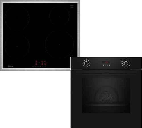 NEFF BX46PIB0, Herd-Set, Bestehend aus B2CCG6AK3 Herd, 60 x 60 cm, Pyrolyse-Selbstreinigung, CircoTherm, LED-Display & T46SBE1L0 Induktionskochfeld, Powerstufe, Touch Control, Edelstahlrahmen