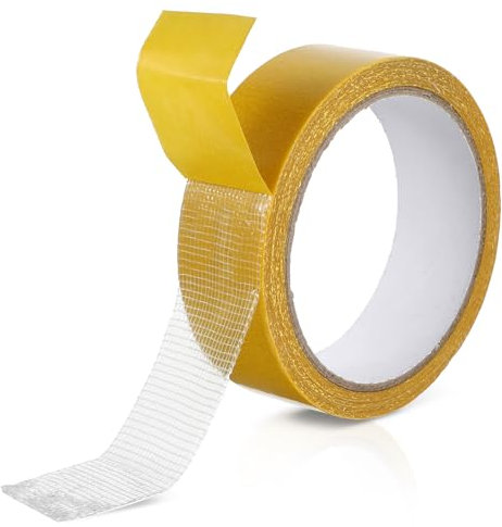 Sibba Double Sided Fabric Tape Heavy Duty for Clothes 1.18 in x 32.8FT Long Clear Tapes Press-on Stick Fabric Tape Fiber Mesh for Fixed Carpet Wall Decor Durable Adhesive Alterations Fusing Hem Tapes