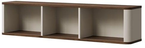 Mirjan24 Wandregal Rotevio RT20 Wandregal mit abgerundeten Seiten, Dekoregal, Wandboard, Hängeregal, Hängeschrank, Regal, Buchregal (Cashmere + Nuss)