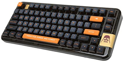 Cuifati 80 Tasten Wireless Mechanischer Tastatur, BT 2,4 GHz Typ C Kabel -Gaming -Tastatur, Computertastatur für Studienarbeitsspiele, 2 Ebenenschlüsselkaps, Dichtungsstruktur (Black)