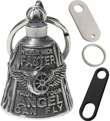 SongBuydn 3er-Set Biker Bell, Guardian Bell Motorrad Glocke, Schlüsselanhänger mit Glücksbringer, Edelstahl Schutzglocke für Motorrad, Fahrrad und Auto, Geschenk für Biker