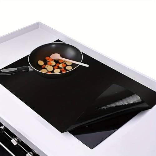 Induction Hob Protector Mat, Silicone Induction Hob Covers - 61x53 cm | Multifunctional Silicone Induction Cooker Covers, Induction Stove Anti-Scalding Protective Pad for Kitchen, Restaurant -Black