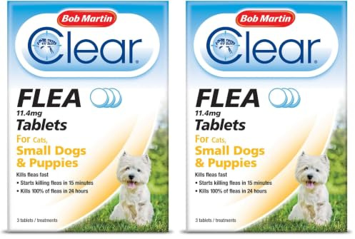 Bob Martin Clear Flea Treatment for Small Dogs & Puppies (3 Tablets) - Kills 100% of Fleas within 24 Hours (up to 11kg) (Pack of 2)