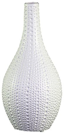 Urban Trends 21469 Vase, rund, mit langem Hals, Keramik, Weiß