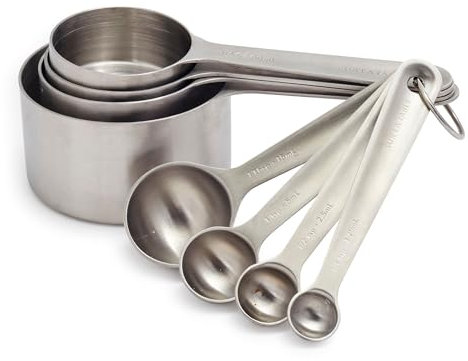 Sur La Table Stainless Steel Measuring Cups & Spoons, Set of 8, Silver