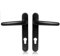 Schlosser Technik Uros Matt Black Door Handle (PZ 92mm, 122mm Screw Hole Distance, 209mm Overall) Aluminium Short Backplate, UPVC Front Door Handle