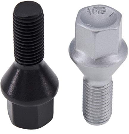 Levando 10 Stück Radschrauben M14x1,25 60mm Schaftlänge Kegel 60° SW17 – Radbolzen-Set mit 10x Radschraube in OE Qualität, für Alufelgen & Reifenwechsel, Farbe Schwarz