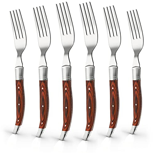 Uniharpa Laguiole fourchettes Couverts à steak Bois Pakka Définit de service pour 6 en acier inoxydable avec poignée et boîte cadeau
