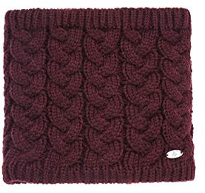 AnJuHoPa Snood Winter Frauen Zopfmuster Schal gestrickt Halswärmer Thermal Fleece gefüttert Klassischen Stil 02Weinrot