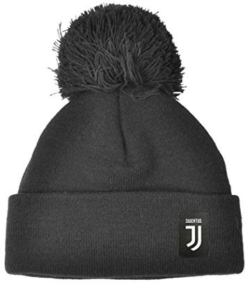 ENZO CASTELLANO FC Juventus Mütze mit Bommel und Fell, Farbe - Schwarz, Größen - Uni