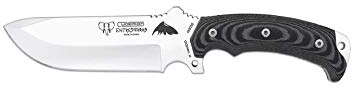 Cudeman Cuchillo 155-MC Entresierras + Kit completo supervivencia hoja de acero inoxidable ACX-380 de 16 cm empuñadura de micarta negra de 11 cm para caza, pesca, supervivencia y bushcraft