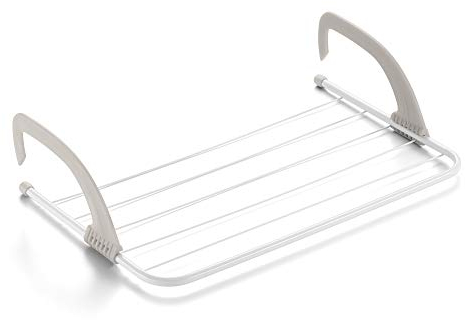 Rayen | Tendedero para radiadores y Balcones | Tendedero para pequeñas coladas | Superficie de Secado de 4 m | para Interior y Exterior | 54.5 x 35 x 13.5 cm | Blanco / Gris