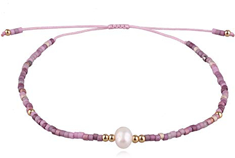 KELITCH Neue Freundschaftsarmbänder Gewebte Miyuki-Perlenarmbänder für Damen Armbänder Armreifen (Lila)