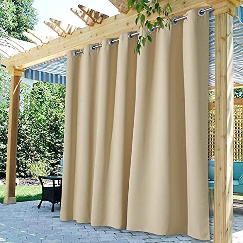 StangH Outdoor Vorhänge für Veranda – Wasserdichte Terrassentür Extra Breit Verdunklung Thermisch Isolierter Vorhang Pergola/Sonnenraum, Creme Beige, 100 Breite x 95 Länge, 1 Panel