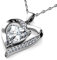 DEPHINI – Weiße Herz-Halskette – 925er Sterling-Silber – A+-Zirkonia-Kristall – feiner Schmuck – 45 cm lange, hochwertige rhodinierte Silberkette – Geschenke für Frauen