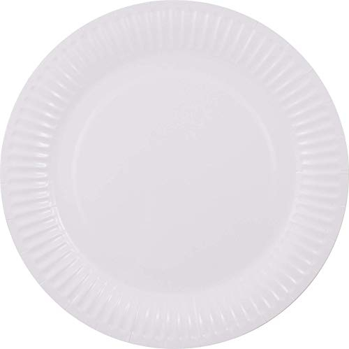 Pritogo große Pappteller Ø 23cm, (50 Stück) 300g/m² Extra Stabil, Beschichtet, 100% Kompostierbar, Weiß Rund Hohe Qualität - Umweltfreundlich- Einwegteller