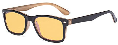 Eyekepper Blue Light Blocking Computer Glasses Women Men with Amber Tinted Filter Lens - Classic Eyeglasses - Black Brown