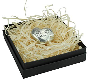 10th Your My One In A Million Gift - 10th Anniversary Metal Heart Pebble Gift -Keep My Heart Close