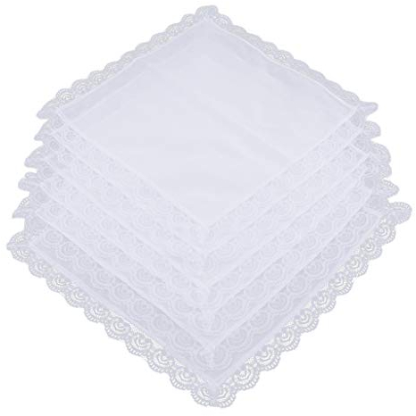 Hellery 5x Hochzeit Taschentuch Spitze Weiß 100% Baumwolle Einstecktuch Unisex, A