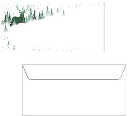 SIGEL DU284 Briefumschläge Weihnachten, DIN lang, 25 Stück, mit modernen grünen Elementen, Christmas Forest