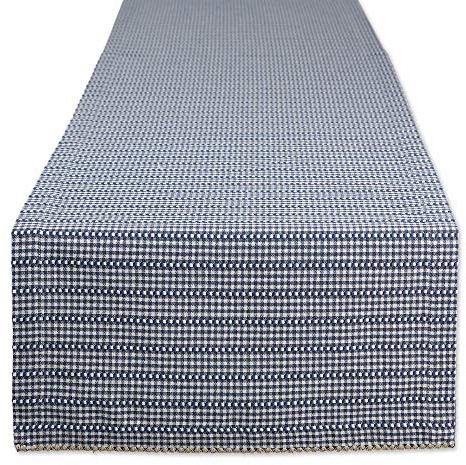 DII Farmhouse Gingham, Checked Tabletop Collection, Table Runner, 14x72, French Blue