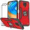 KANSi Funda Compatible con Xiaomi Redmi Note 9 Pro/Redmi Note 9S, Cristal Vidrio Templado [2 Piezas] Capa Anillo iman Soporte Hard PC y Silicona TPU Antigolpes Armor Carcasa - Rojo