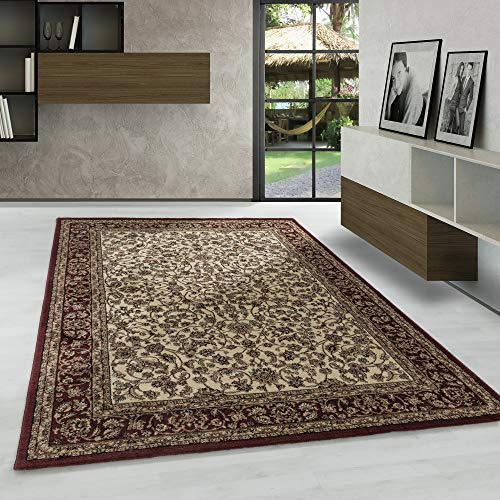 Carpetsale24 Orientteppich Rot 80x150 cm – Kurzflor Läufer im klassischen Vintage Stil für Flur, Schlafzimmer, Eingangsbereich, Wohnraum – Pflegeleicht, strapazierfähig, dekorativer Blickfang