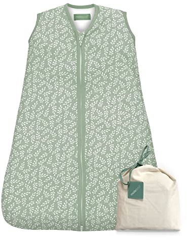 molis&co - Baby Schlafsack ärmellos - Ideal für den Winter - Babyschlafsack tog 2.5 ohne Ärmel - 100% Baumwolle (Oeko-TEX 100), Premium Qualität - Green Garden (70 cm, 0-6 Monate)
