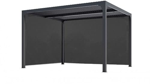 Habrita Abri de jardin bioclimatique avec rideaux manuels 10.80 m2 gris anthracite per 36r30r bi