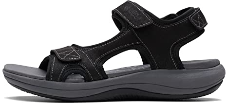 Clarks Women's Mira Bay Flat Sandal, Black Textile, 4.5 UK