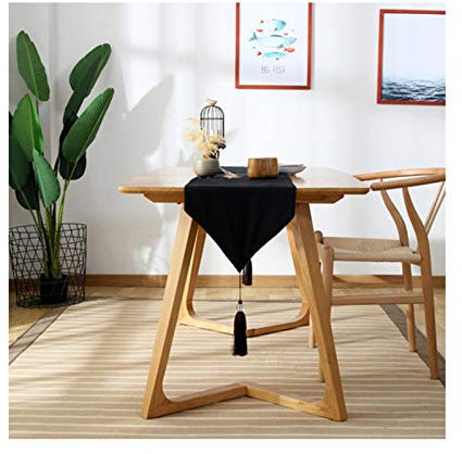 EHOMERY Tischband Hellbraun, Schwarz Tischdecke Weiß Einfach rein Tischläufer Cotton 33x120CM