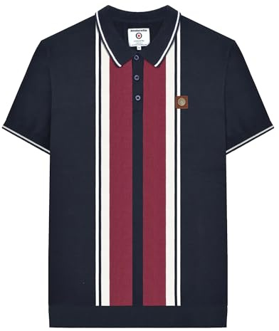Lambretta Mens Striped Knit Short Sleeve Polo Shirt